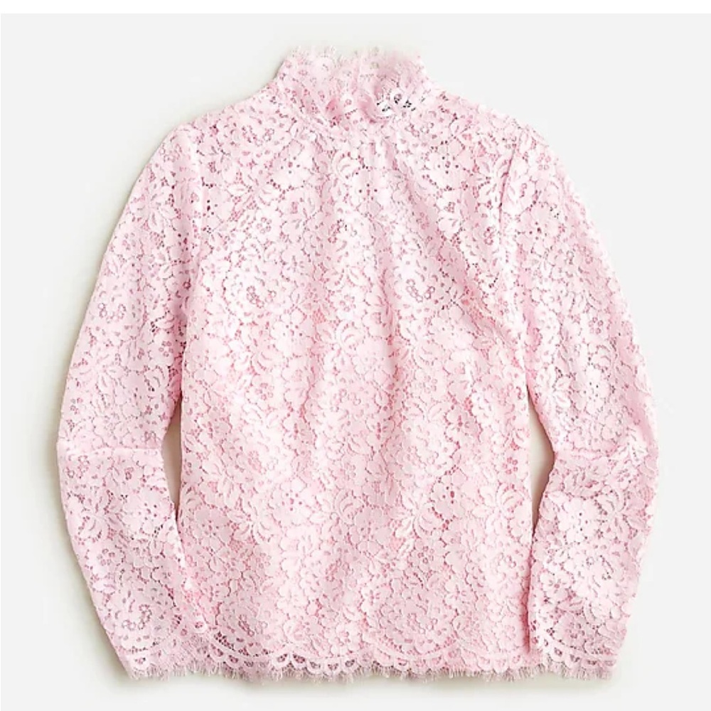 Jcrew Scalloped lace mockneck top